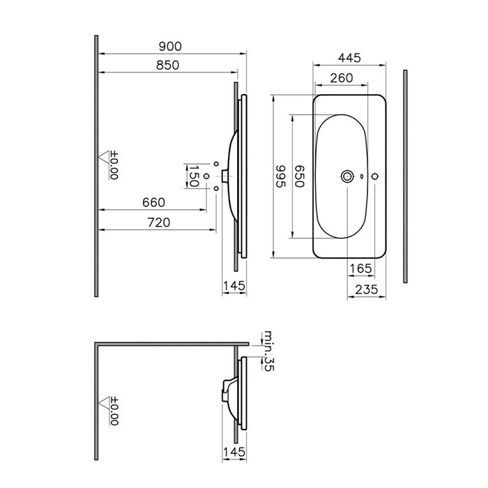 VitrA Nest Trendy Tezgah Lavabo 100 Cm | 5687B003-0001